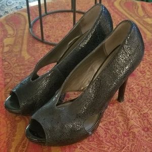 Black Asphalt Peep Toe Pump